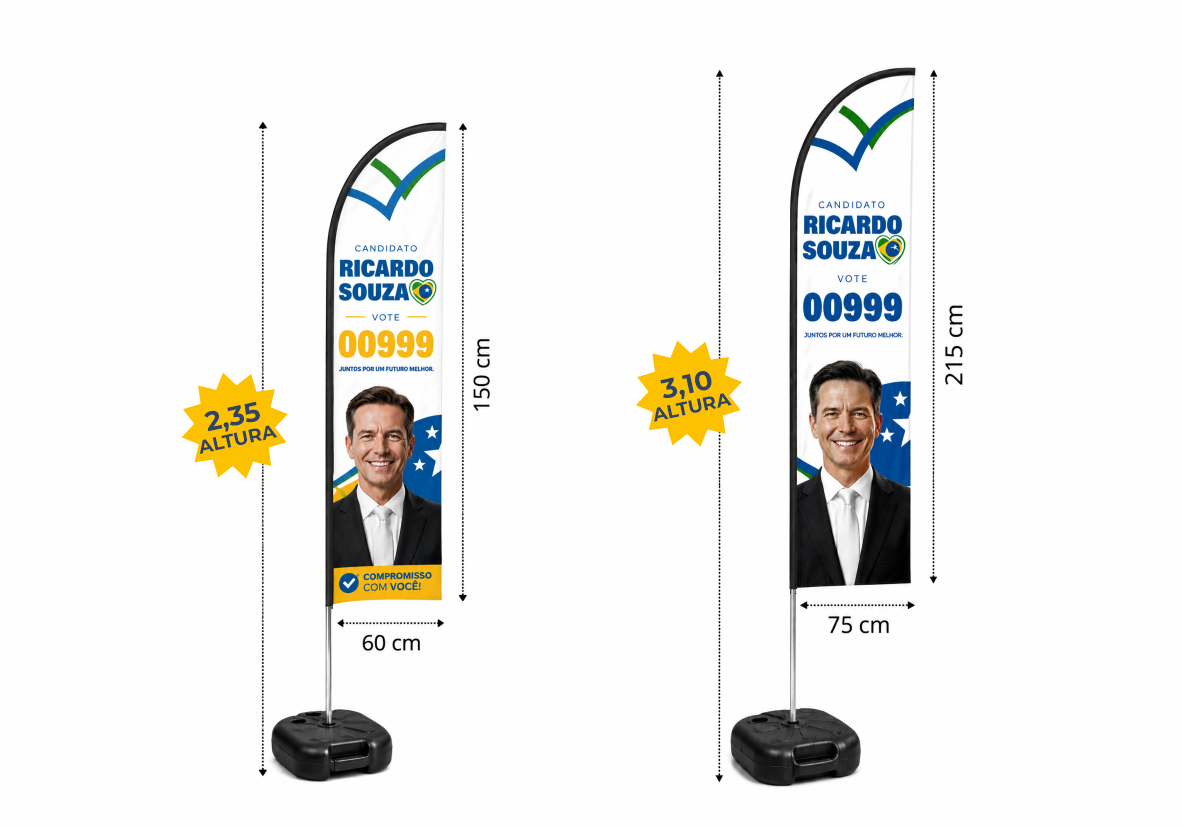 Wind banner para campanha eleitoral com foto e número do candidato